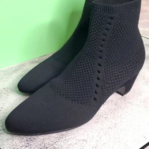 Eileen Fisher Black Sock Booties Bootie Size 5 Purl Boho Whimsy Goth - Picture 1 of 7
