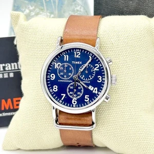TIMEX Indiglo Weekender Chronograph Silver Blue Men's Watch CR2016 Tested - Picture 1 of 12