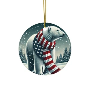 Patriotischer Eisbär Weihnachtsschmuck - Geist der Freiheit und Festlichkeit - Bild 1 von 4