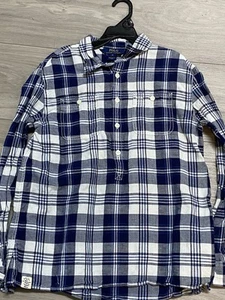 Ralph Lauren Shirts Girls Size 14 Blue White Check Long Sleeve Half Button Up - Picture 1 of 7