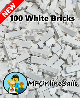 **NEW** 100x Genuine LEGO White Bricks - Bulk Lot of 1x1 1x2 1x3 1x4 mix - Image 1 of 4