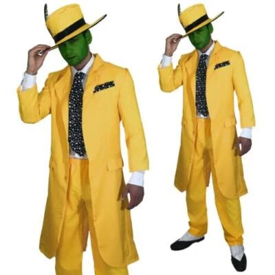 SOWEST 90s Fancy Dress Men’s Yellow Gangster Suit The Mask Jim Carrey Costume