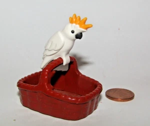 Playmobil Miniature White Parrot on Brown Basket stand - birds - C2 - Picture 1 of 3