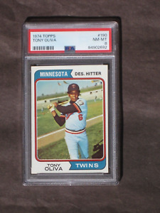 1974 Topps Tony Oliva # 190 Twins PSA 8 NM-MT  HOF