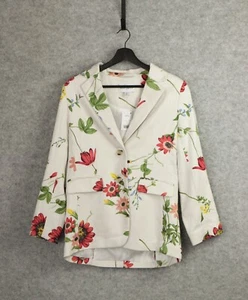 Next Floral Summer Blazer Jacket Padded Shoulders 10 Petite - Picture 1 of 22