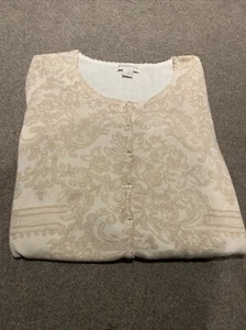 Monsoon Cardigan Size 12 Beige Cream Floral Round Neck Cotton New Occasion J5 - Picture 1 of 8