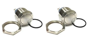 2pc Stainless Steel Metal Horn Start Push Button Switch 19mm Waterproof Marine - Picture 1 of 4