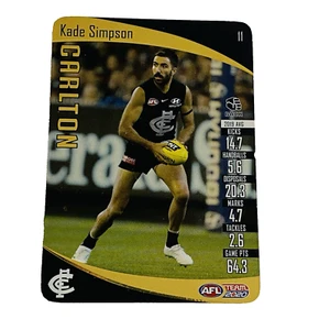 Kade Simpson #11 Carlton Blues GOLD Common AFL Teamcoach 2020 trading card - Picture 1 of 14