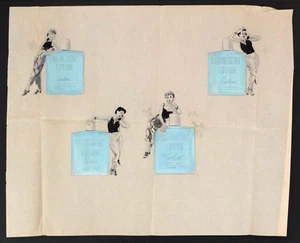 Disegni originali anni 50 per pubblicità Revlon lozione acquamarina - Foto 1 di 5