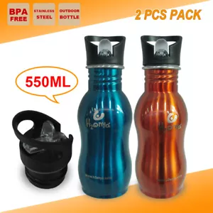 2PCS Stainless Steel BPA FREE Water Bottle Camping Outdoor Sport Training Kettle - Picture 1 of 6