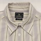Lucky Brand Size Xl Beige Striped Button Shirt Long Sleeve 100% Cotton