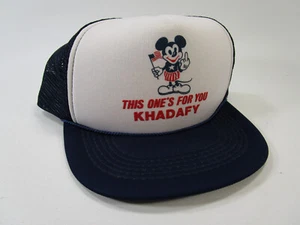 Vintage The Flipped-Off By Mickey Mouse Trucker Hat KHADAFY USA - Picture 1 of 5