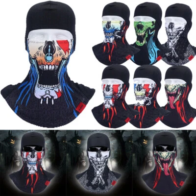 Men Women Tactical Balaclava Windproof Ghost Skull Ski Cosplay Full Face Mask US - Image 1 of 4