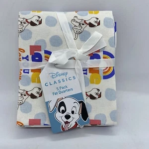 Disney Fat Quarters Pack 101 Dalmatians 5 Pieces Quilting Fabric Cotton Sewing - Picture 1 of 8