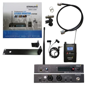 Sistema de micrófono de monitor inalámbrico UHF inalámbrico para exhibir auriculares micrófono estéreo - Imagen 1 de 12