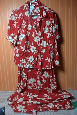 Moda Bug Floral Rojo 2 Piezas Mujer Vestido Largo y Chaqueta a Juego Talla Grande 20W Foto 1 de 2