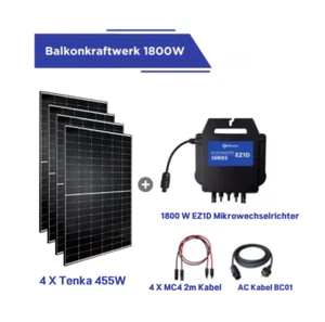 1800W EZ1D Mikrowechselrichter für Balkonkraftwerk mit 4x455W Tenka Solarmodulen - Bild 1 von 6