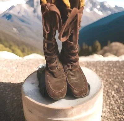 Botas Sherpa Timberland Talla 7.5 M Para Mujer Marrón Gamuza Cuero Hasta la Rodilla Forradas Foto 1 de 4