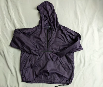 VTG Gap Rain Jacket Mens Medium Purple Anorak Nylon Kangaroo Pouch Hooded - Image 1 of 4