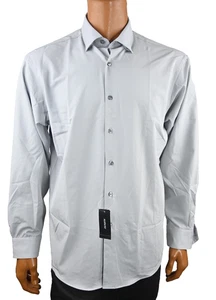 Alfani Mens Shirt New L 16-16.5 34/35 Gray Solid Textured Button Up Regular Fit - Picture 1 of 5