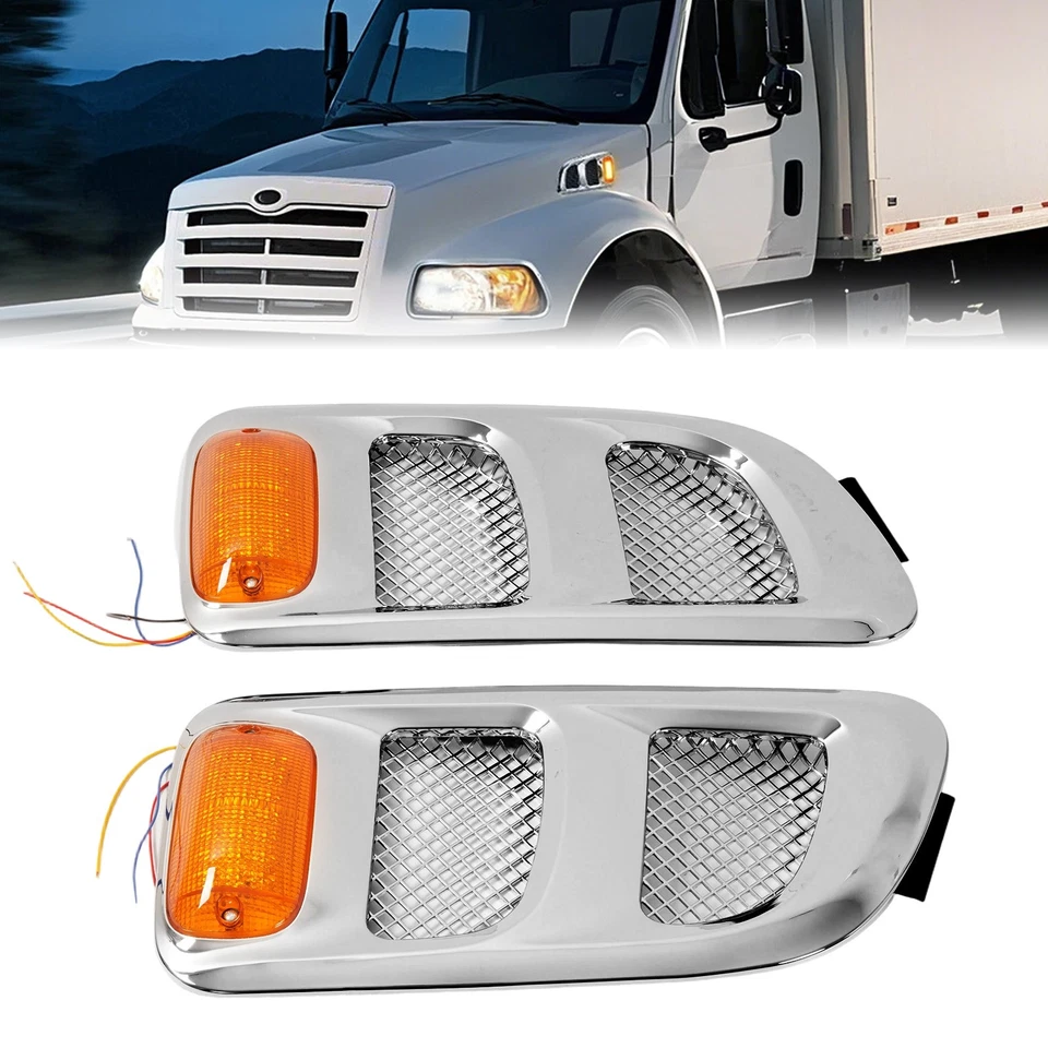 Pair Hood Side Vents Silvery Air Intake Trim Fit 1997-2009 Sterling Truck - Image 1 of 4