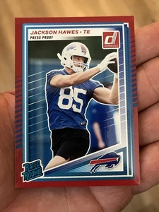 2025 Donruss Red Press Proof Jackson Hawes RC Buffalo Bills Color Match SP! - Picture 1 of 2