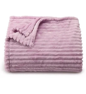 THE BIG ONE Oversized Plush Throw Blanket 5X6 ft. Lavender Ribbed Super Soft - Picture 1 of 7
