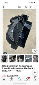 Soplador de flujo de potencia de alto rendimiento John Deere para cubierta 54A - BG20759 ——-LEER—- - Imagen 1 de 1