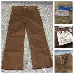 Vintage 1970er JC Penney SuperCord Hose Jungen Größe 6 Reg. Cord braun neu aus altem Lagerbestand mit Etikett - Bild 1 von 24