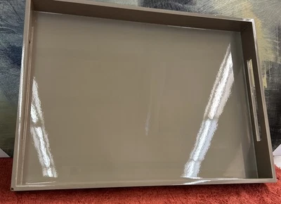 Bandeja otomana Addison Ross gris gasa grande lacada 22 x 16 Foto 1 de 4