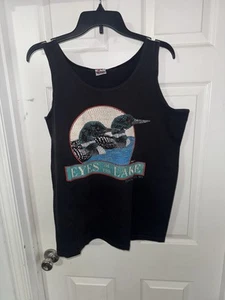 VTG Eyes Of The Lake Town Head, Wisconsin Mosaic Tank Top Mens XL A1 - Picture 1 of 4