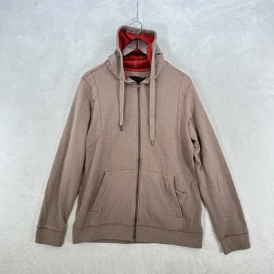 PrAna Sudadera con Capucha Para Hombres Grande Marrón Rojo Cremallera Sudadera Mezcla de Algodón Orgánico Exterior Foto 1 de 4