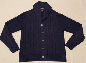Cárdigan suéter Brooks Brothers para hombre azul tejido con cable chal clásico talla pequeña - Imagen 1 de 16