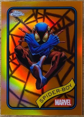 2025 Topps Chrome Marvel, Orange Refractor /25 - Spider-Boy - Image 1 of 3