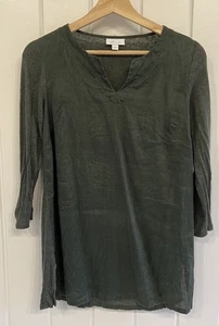 J. JILL Love Leinen Tunika Top Gr. XS Damen dunkelgrün Strick Mixed Media Schlitze - Bild 1 von 4