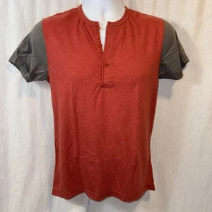 Sanft gebrauchtes kurzärmliges Henley-T-Shirt J.Crew orangefarben Colorblock für Herren Größe Small - Bild 1 von 9