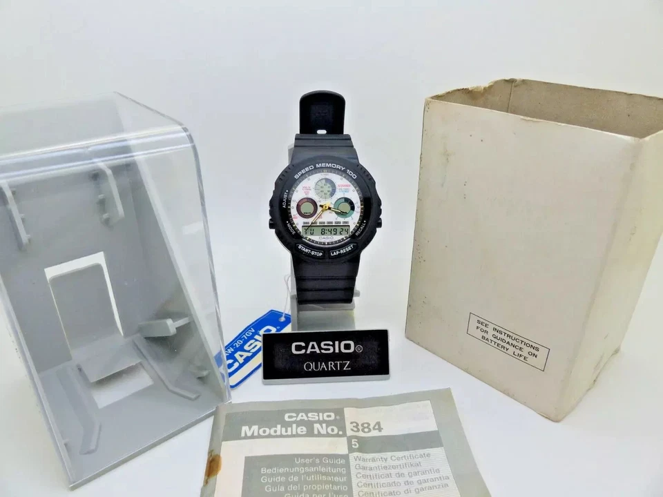 OROLOGIO NOS CASIO AW-20-7GV SPEED MEMORY 100 WR 50M VINTAGE ANA-DIGI GIAPPONE 1989 - Immagine 1 di 4