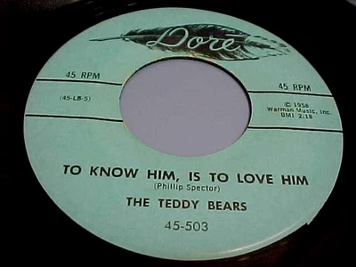 THE TEDDY BEARS - NM VINYL & EX AUDIO - TO KNOW HIM IS TO LOVE HIM (1958) - Image 1 of 2