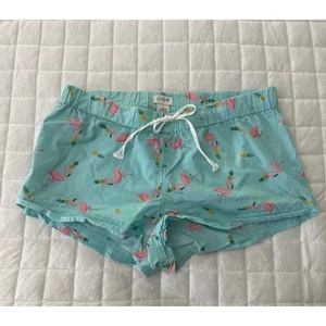 J CREW FACTORY pantaloncino donna blu stampa fenicottero cotone estivo PICCOLO - Foto 1 di 9
