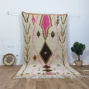 Marokkanischer Handgeknüpfter Berberteppich 4 Fuß 9 x 8 Fuß 5 Sortiert Traditionell Mehrfarbig Wollteppich - Bild 1 von 13