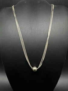 Collar de bolas de cadena de 3 hilos múltiples de plata esterlina Silpada vintage 16" - Imagen 1 de 9