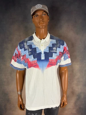 Camisa Polo Tenis Sergio Tacchini Años 90 De Colección Para Hombre Patrón Geométrico Abstracto L Foto 1 de 4