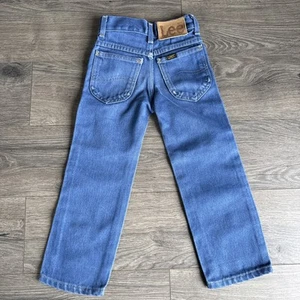 Vintage Lee Denim Jeans Kids 4 Slim USA Zip 50/50 Unisex/ Union Made Bell - Picture 1 of 5