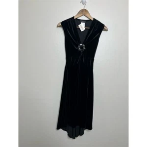 Vestido de noche midi de terciopelo negro con estrás B Darlin para mujer talla 6 - Imagen 1 de 10