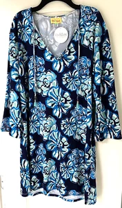 Viv & Lou Neu mit Etikett bluesgrün quastengrüne Krawatte Stretchstrick Kleid Tunika Überdeckung S/M - Bild 1 von 2