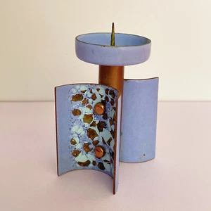 1970s Candlestick Candle Holder Candleabra COPPER ENAMEL OOAK! - Picture 1 of 6