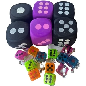Lot of 18 Foam & Plastic DICE Party Goods (Various Sizes and Colors-READ) - Picture 1 of 6