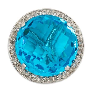 COLGANTE VINTAGE DE DIAMANTES DE ORO BLANCO DE 14K VIDRIO AZUL .2CTTW - Imagen 1 de 4