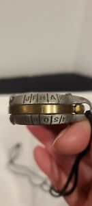 Cipher Decoder Ring or Necklace Vintage Pewter and Brass 