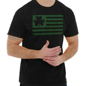 Irisch-amerikanische Flagge Kleeblatt St Pattys Day Damen oder Herren Rundhalsausschnitt T-Shirt Tee - Bild 1 von 11